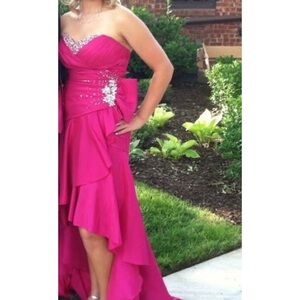 Elegant Pink Strapless Prom Gown